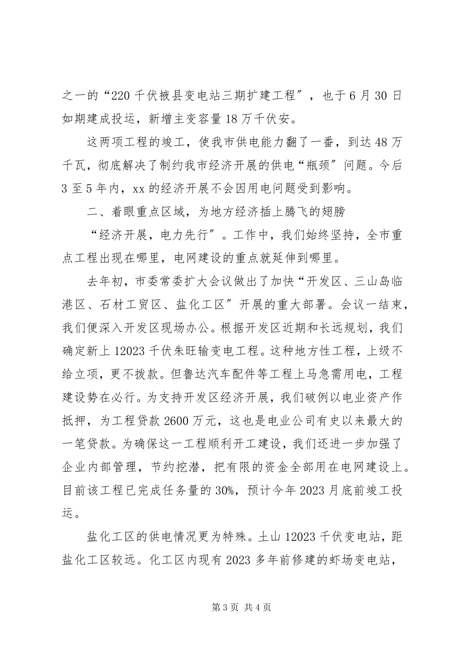 2023年XX市电业公司先进事迹报告会交流材料新编.docx_第3页