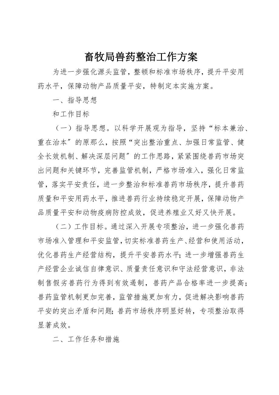 2023年畜牧局兽药整治工作方案新编.docx_第1页