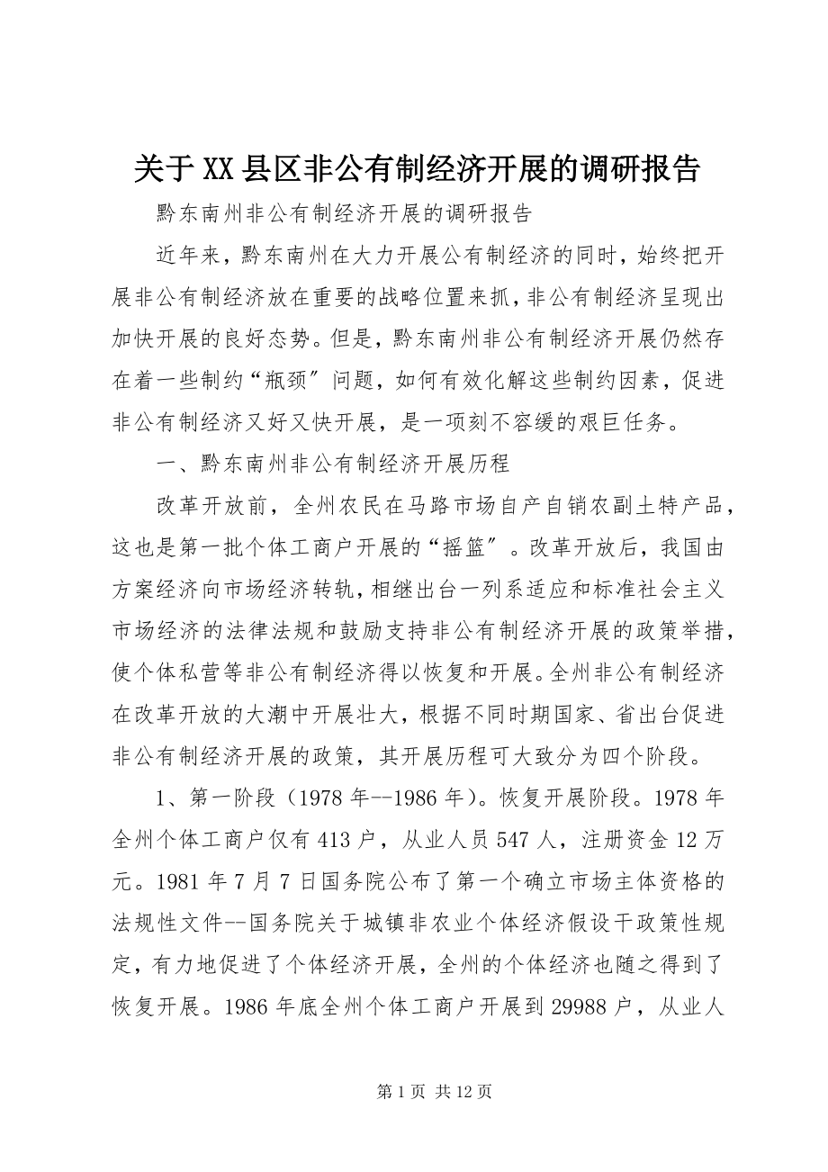 2023年XX县区非公有制经济发展的调研报告.docx_第1页