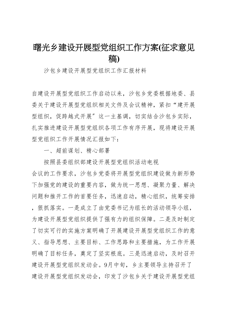 2023年曙光乡建设发展型党组织工作方案 .doc_第1页