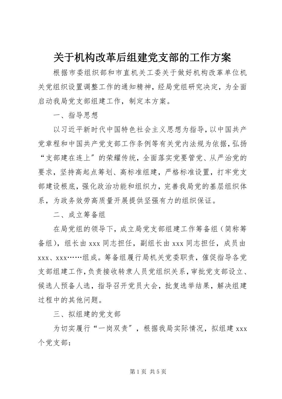 2023年机构改革后组建党支部的工作方案.docx_第1页