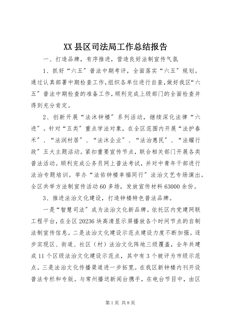 2023年XX县区司法局工作总结报告新编.docx_第1页