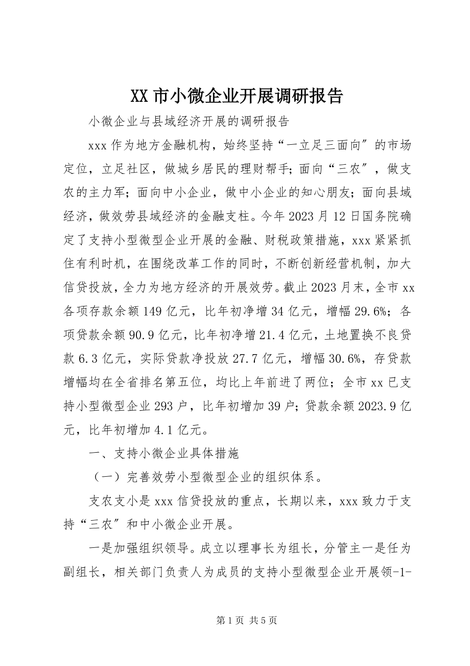 2023年XX市小微企业发展调研报告新编.docx_第1页