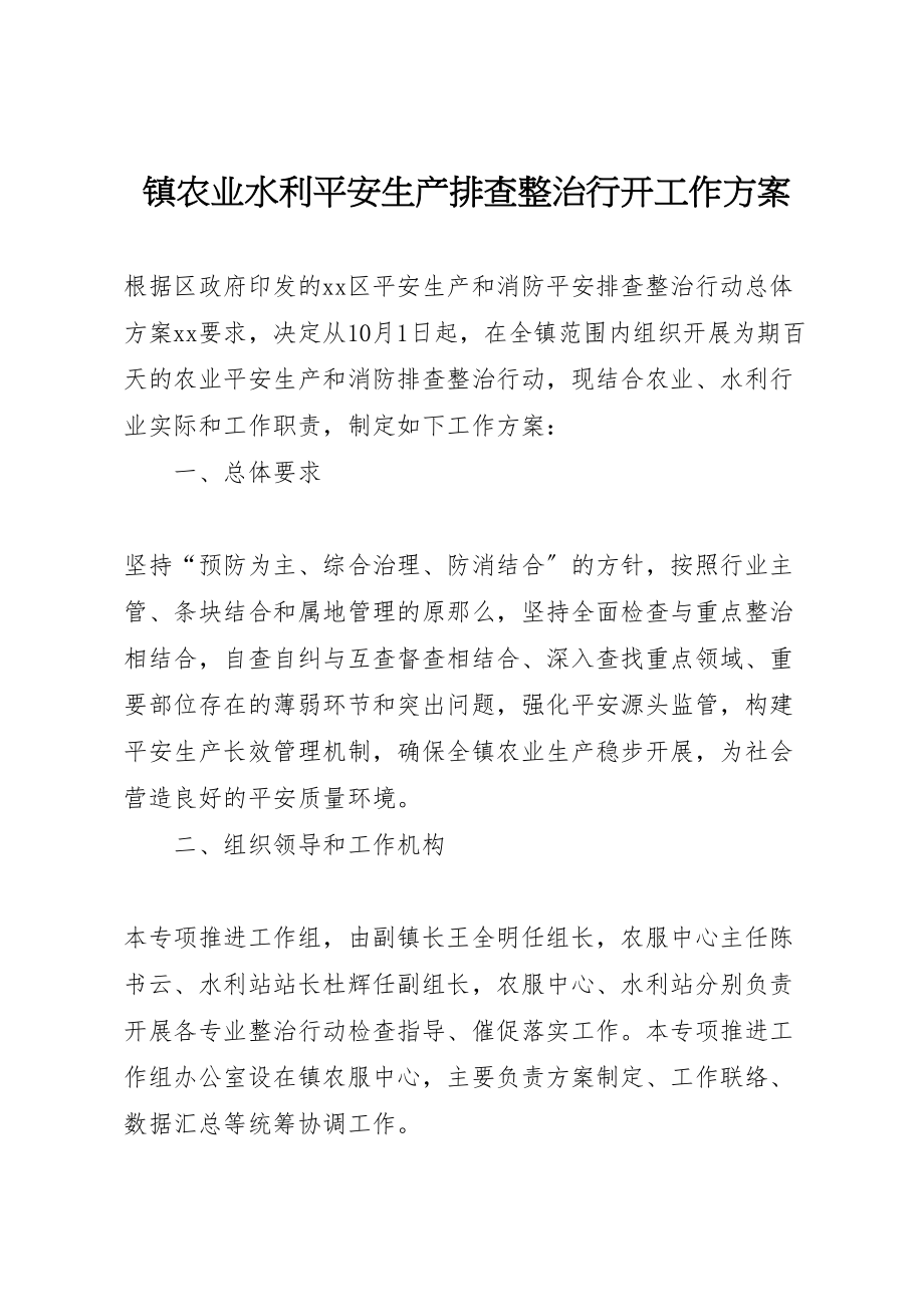 2023年镇农业水利安全生产排查整治行动工作方案 .doc_第1页