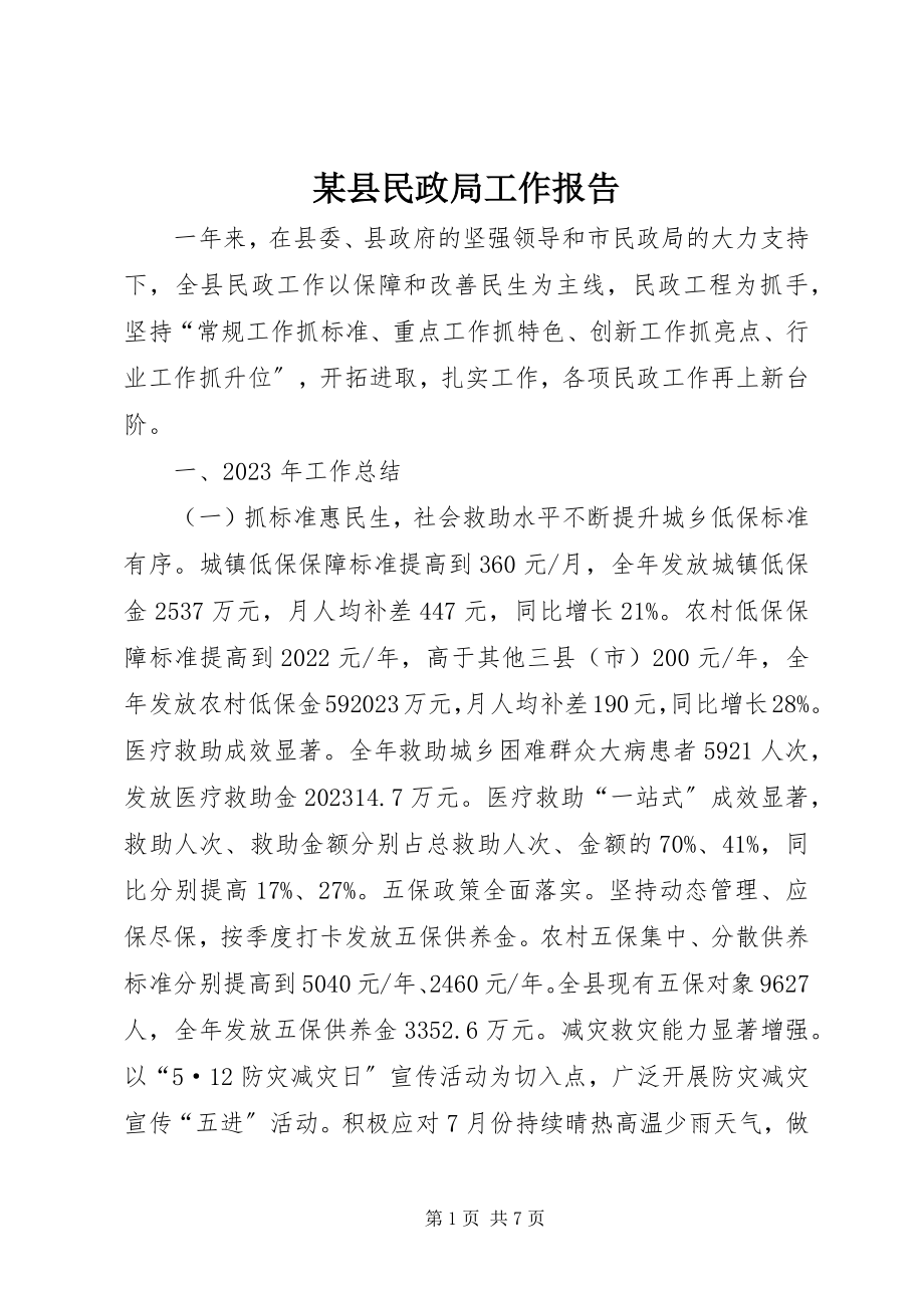 2023年xx县民政局工作报告.docx_第1页