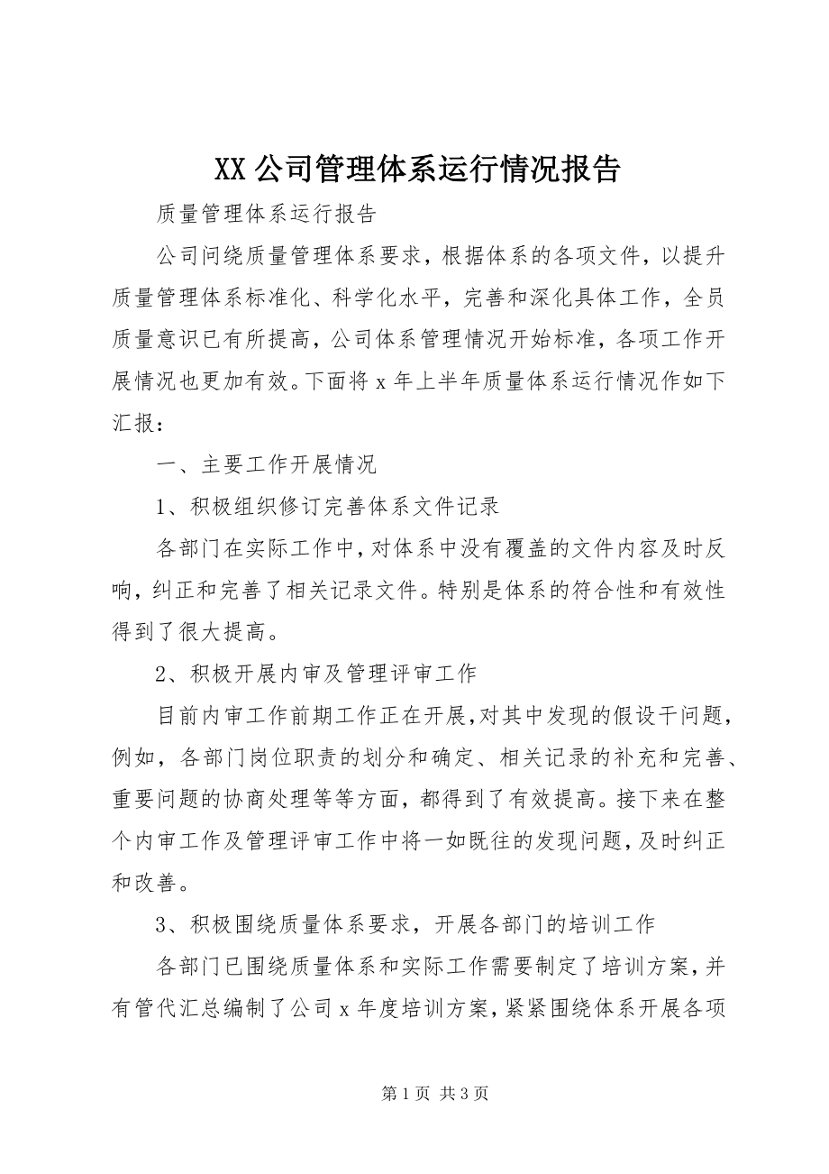 2023年XX公司管理体系运行情况报告新编.docx_第1页