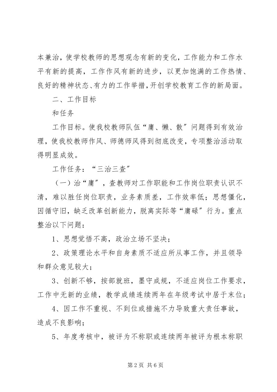 2023年红场镇教育组开展“治贪、治庸、治懒、治散”专项整治行动工作方案.docx_第2页