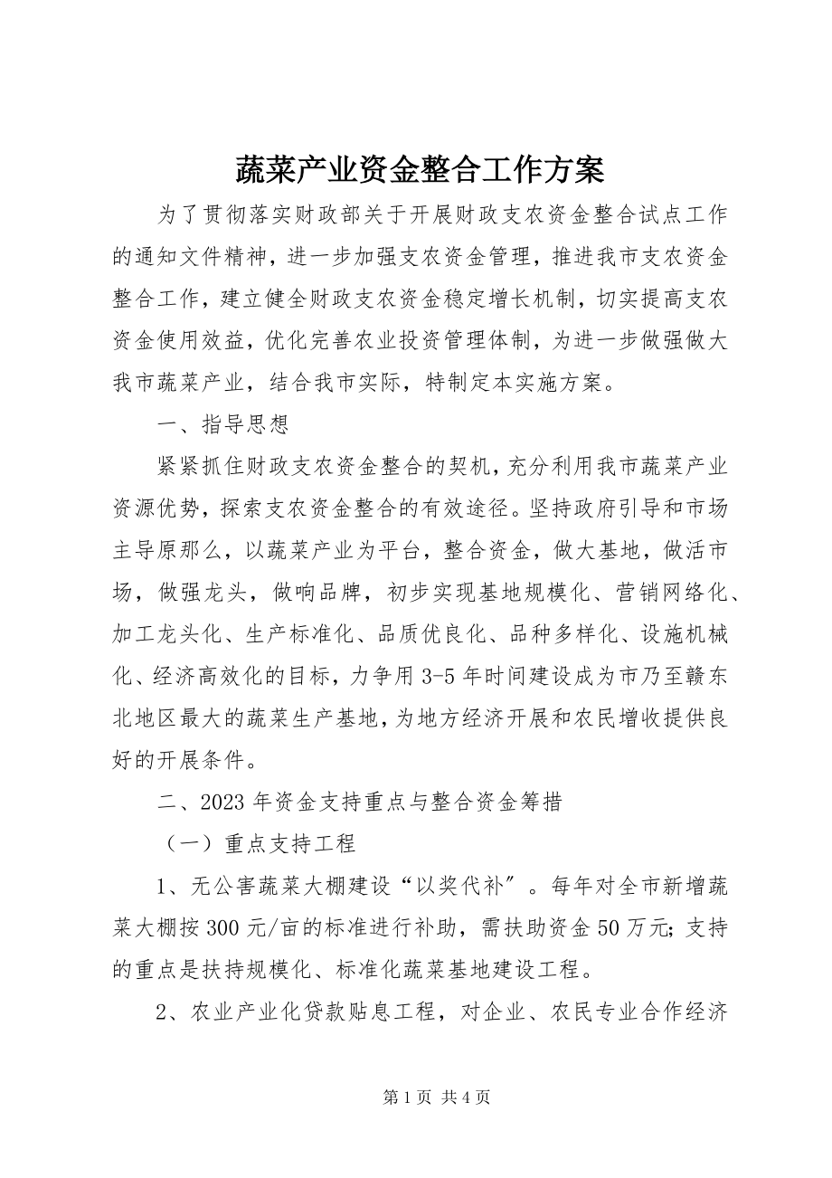 2023年蔬菜产业资金整合工作方案.docx_第1页