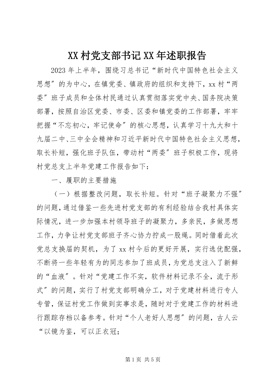 2023年XX村党支部书记述职报告2新编.docx_第1页