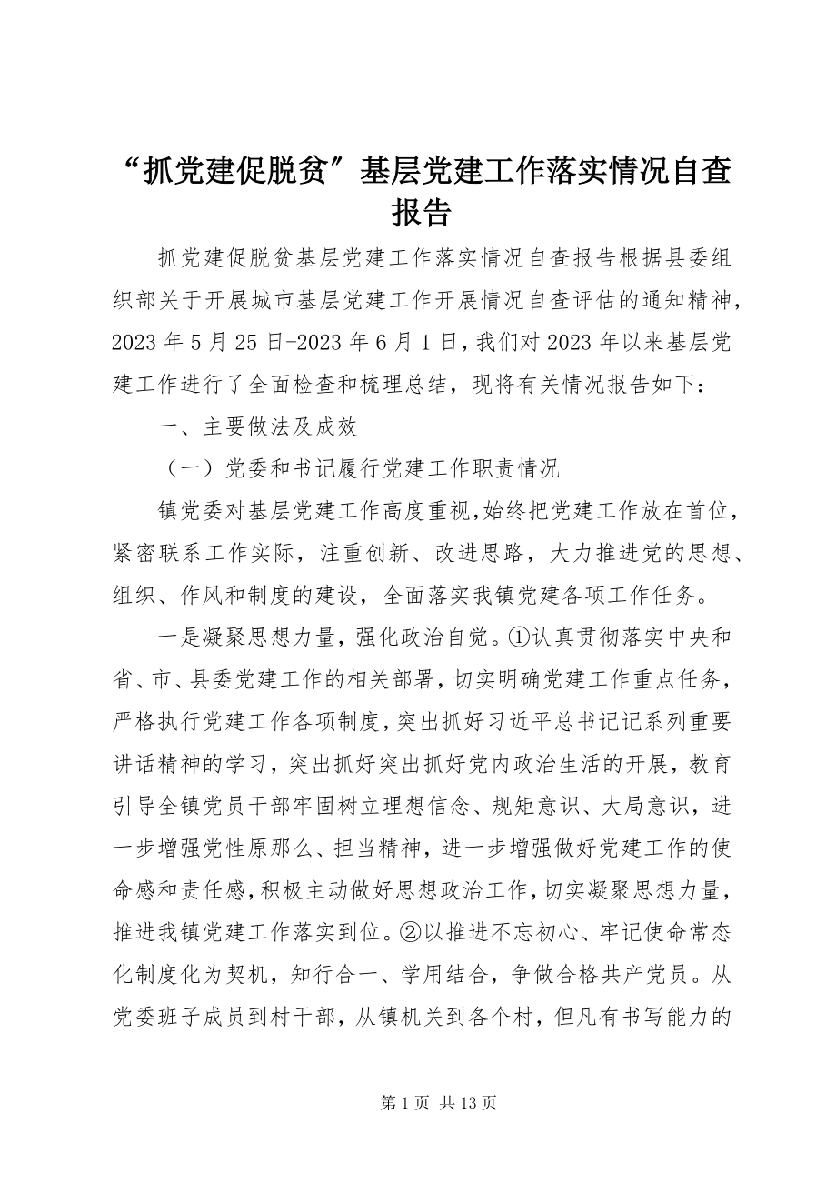 2023年“抓党建促脱贫”基层党建工作落实情况自查报告新编.docx_第1页