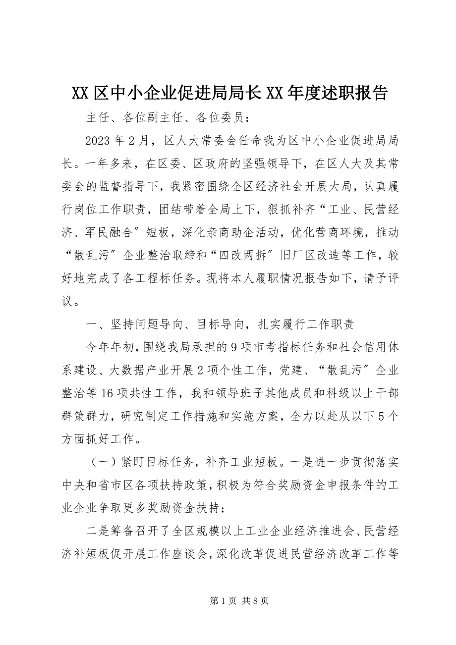 2023年XX区中小企业促进局局长度述职报告新编.docx_第1页