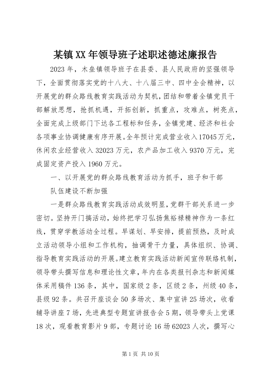 2023年xx镇领导班子述职述德述廉报告.docx_第1页