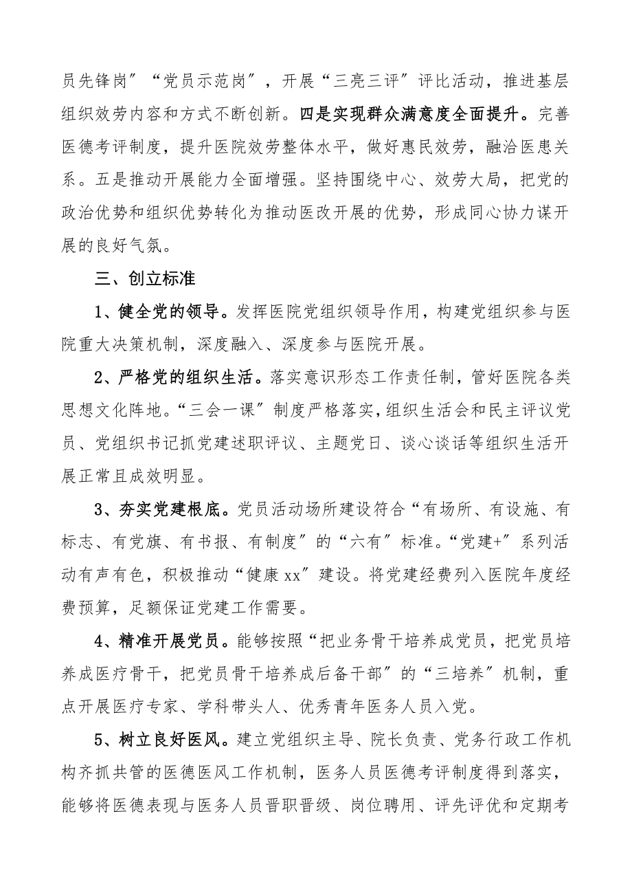 县卫生健康系统党建品牌实施方案卫生健康局医院工作方案.doc_第2页