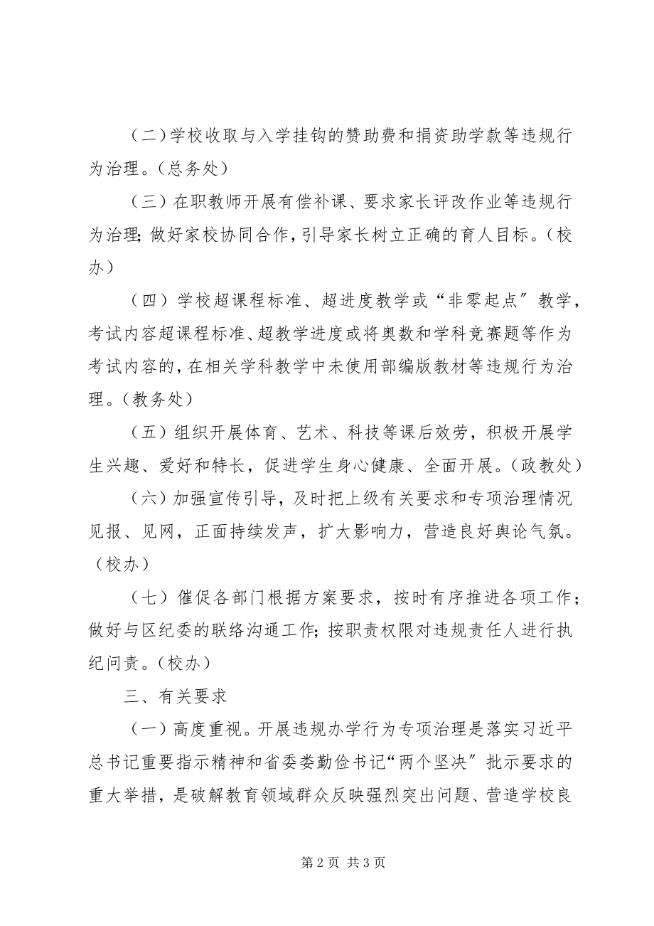 2023年违规办学专项治理工作方案.docx_第2页