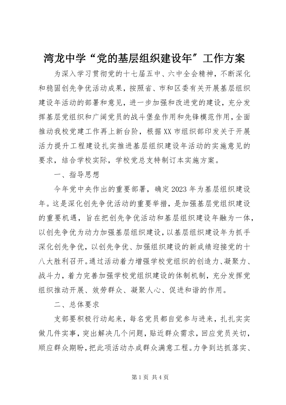 2023年湾龙中学“党的基层组织建设年”工作方案.docx_第1页