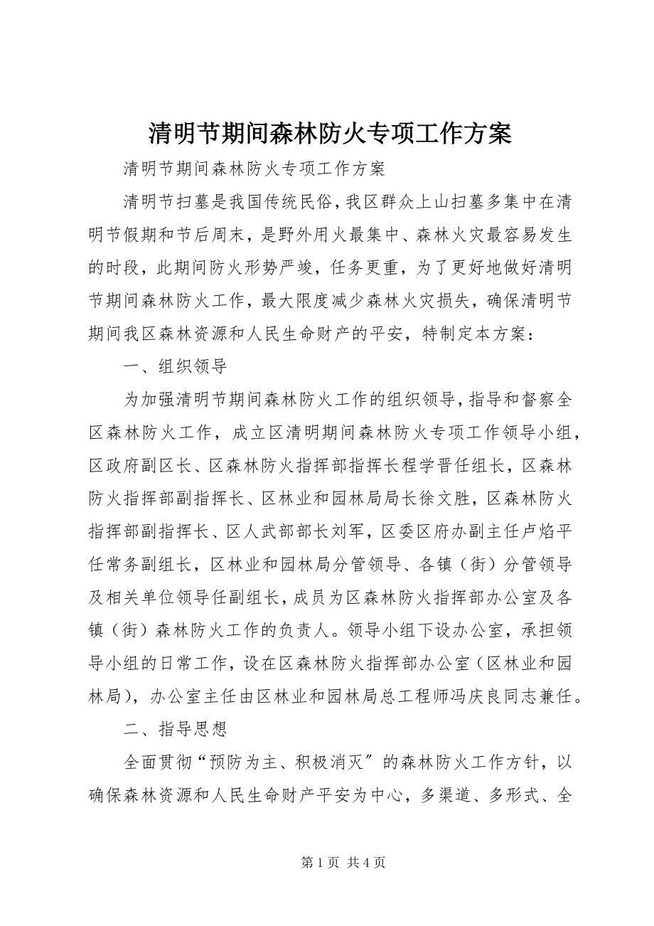 2023年清明节期间森林防火专项工作方案.docx_第1页