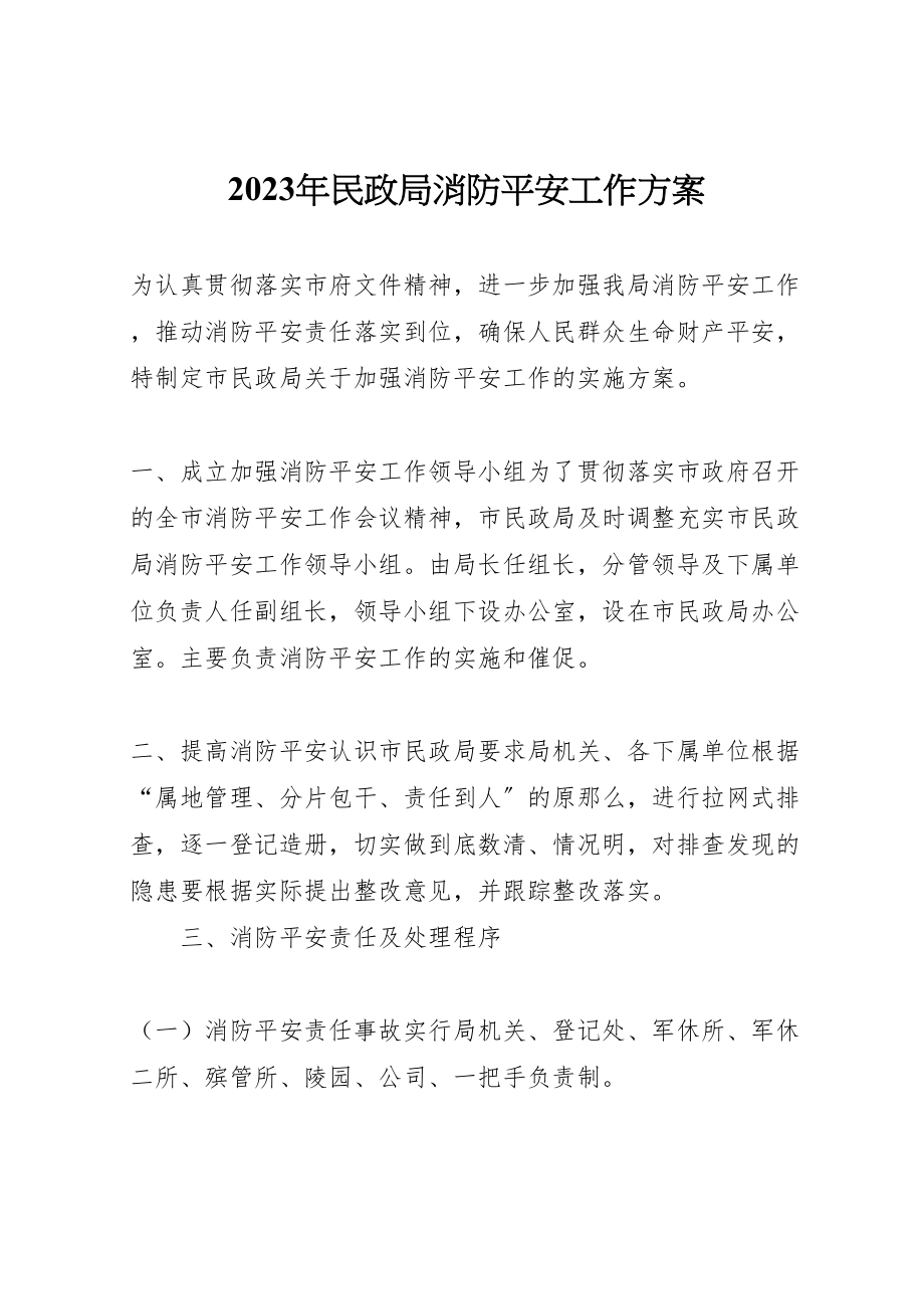 2023年民政局消防安全工作方案2.doc_第1页