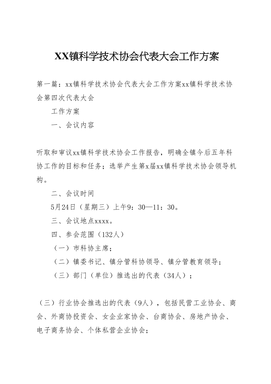 2023年镇科学技术协会代表大会工作方案.doc_第1页