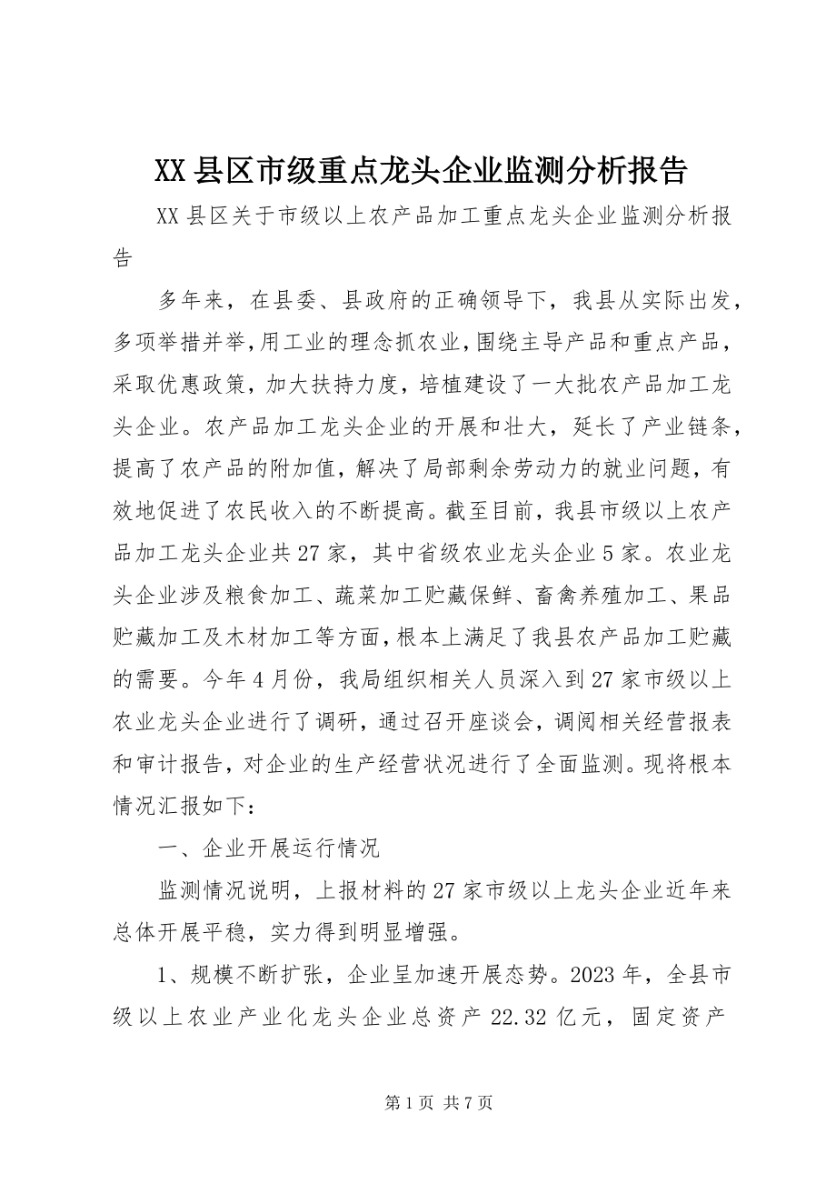 2023年XX县区市级重点龙头企业监测分析报告新编.docx_第1页