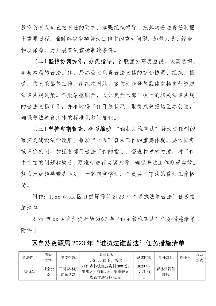 2023年谁执法谁普法普法责任制实施方案工作责任制任务清单3篇区自然资源局区级乡镇工作方案.doc_第3页