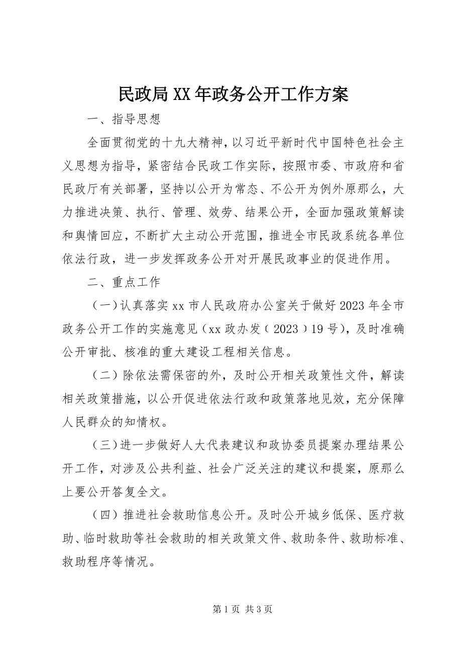 2023年民政局政务公开工作方案.docx_第1页