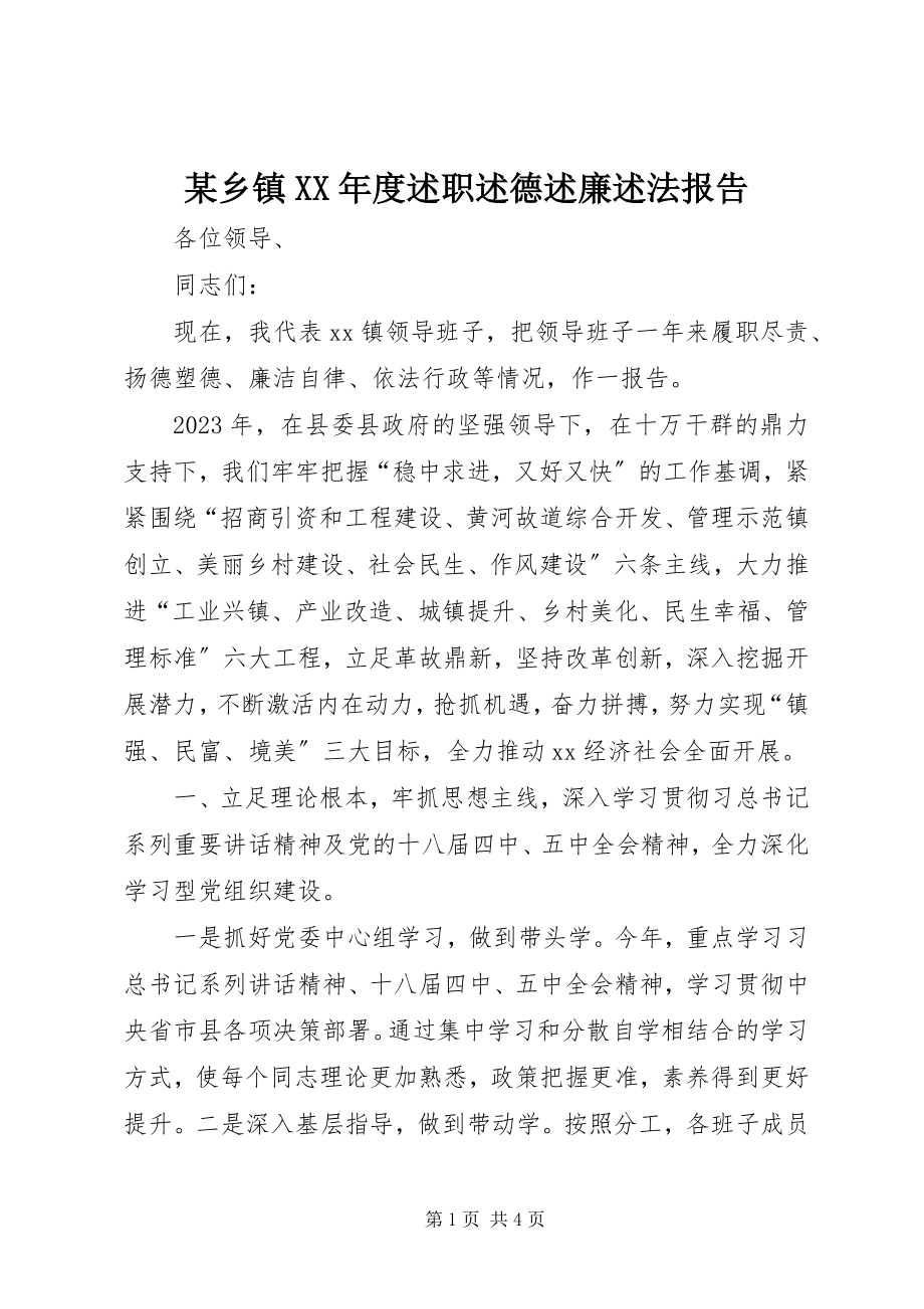 2023年xx乡镇度述职述德述廉述法报告.docx_第1页