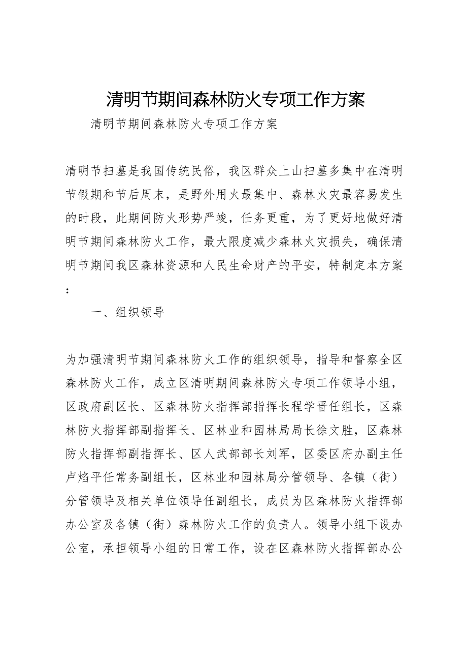 2023年清明节期间森林防火专项工作方案.doc_第1页