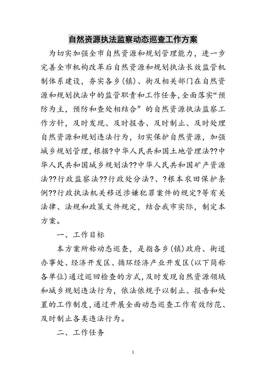 2023年自然资源执法监察动态巡查工作方案范文.doc_第1页