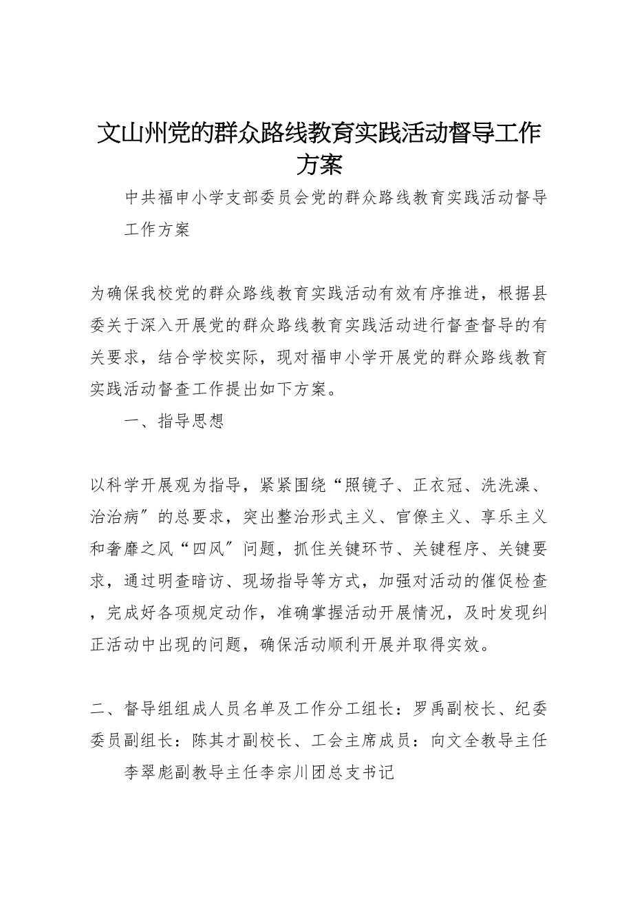 2023年文山州党的群众路线教育实践活动督导工作方案 .doc_第1页