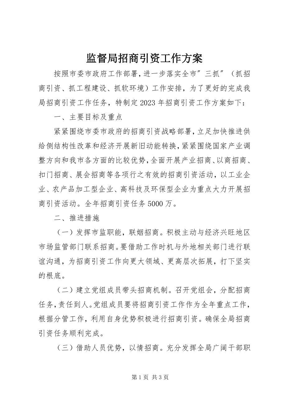 2023年监督局招商引资工作方案.docx_第1页