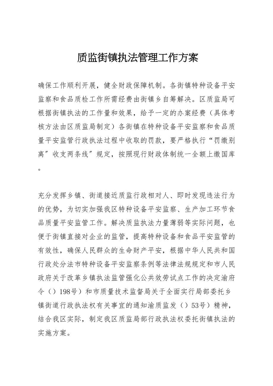 2023年质监街镇执法管理工作方案.doc_第1页