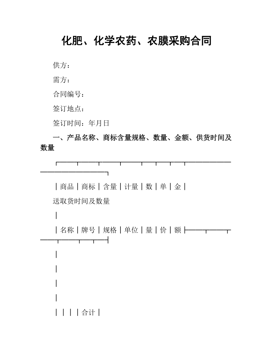 化肥、化学农药、农膜采购合同.docx_第1页