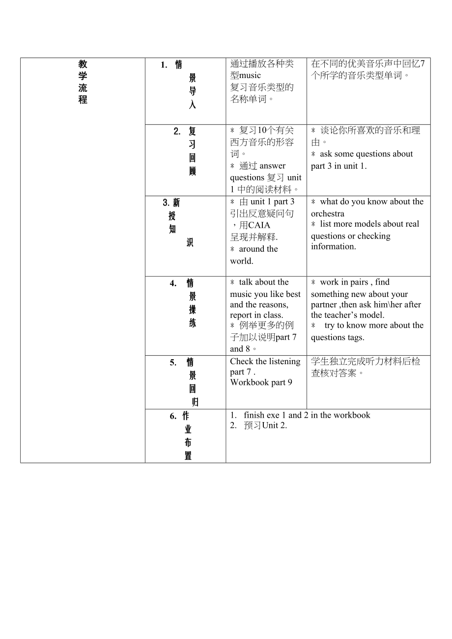 2023年module5《westernmusic》全模块教案外研版八年级上doc初中英语.docx_第3页