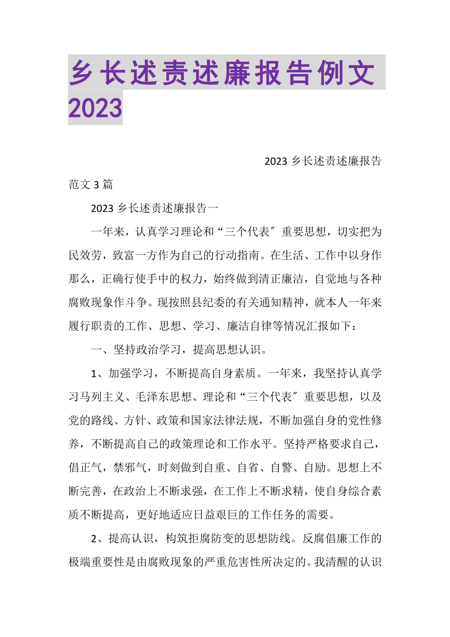 2023年乡长述责述廉报告例文.doc_第1页