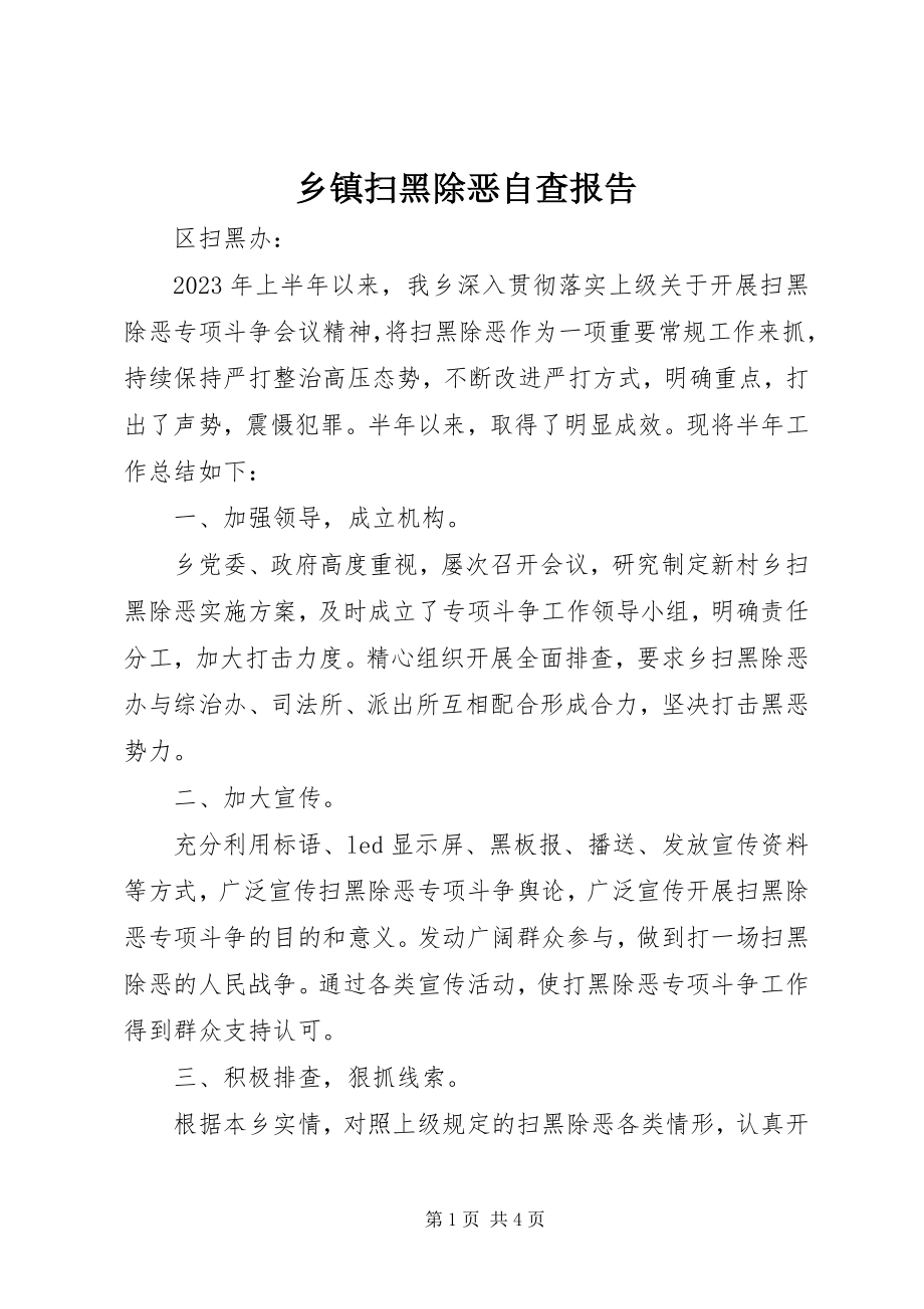 2023年乡镇扫黑除恶自查报告.docx_第1页