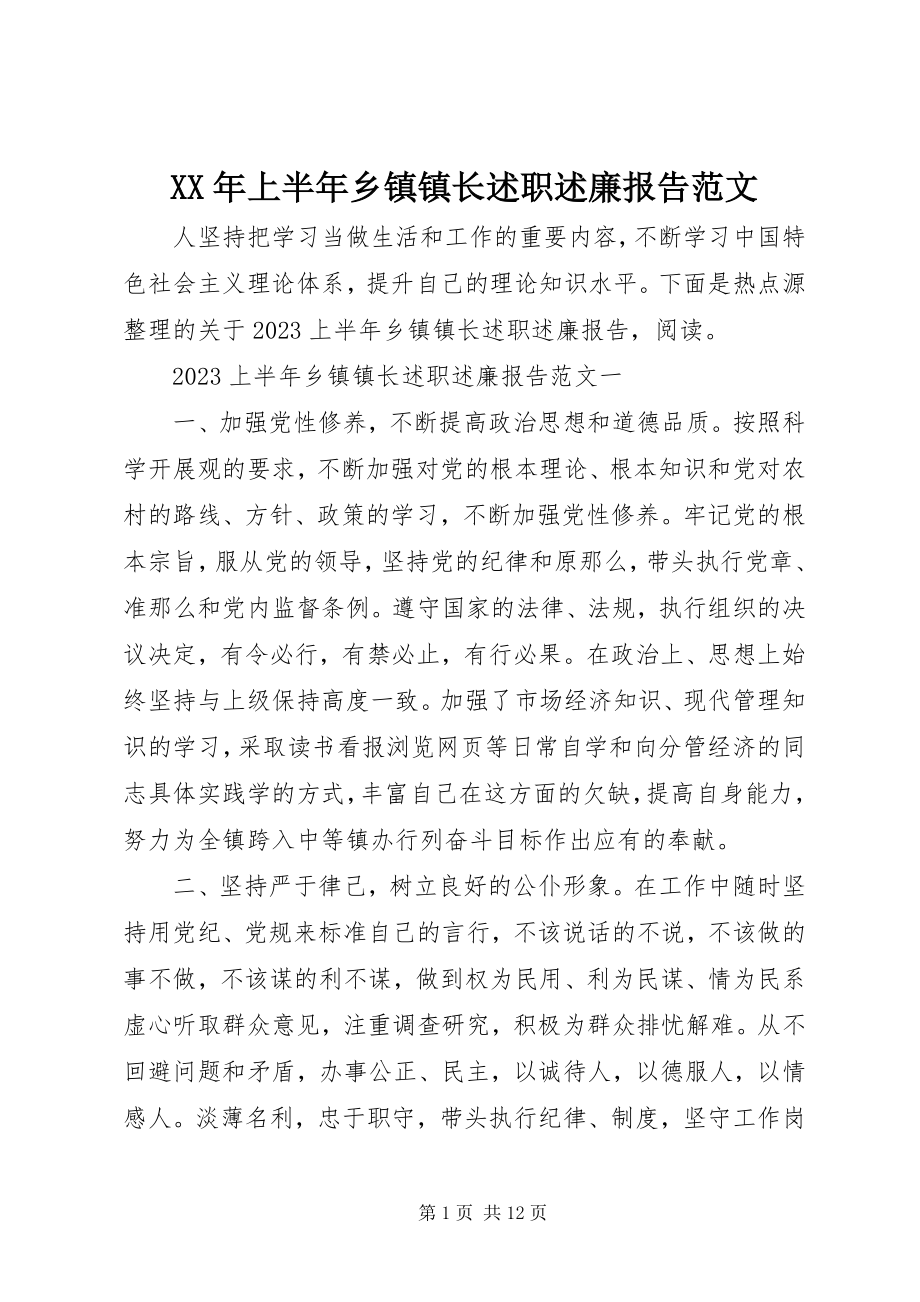 2023年上半年乡镇镇长述职述廉报告.docx_第1页