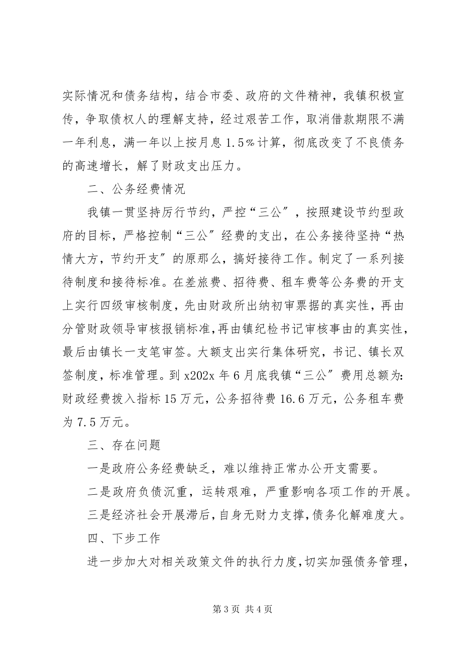 2023年乡镇政府债务管理和三公经费自查报告.docx_第3页