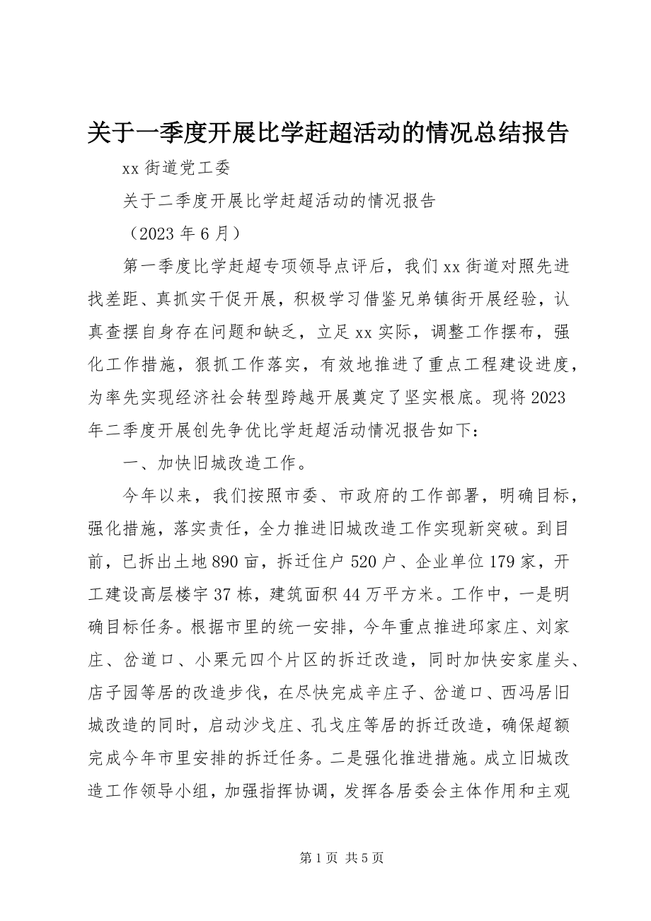 2023年一季度开展比学赶超活动的情况总结报告.docx_第1页