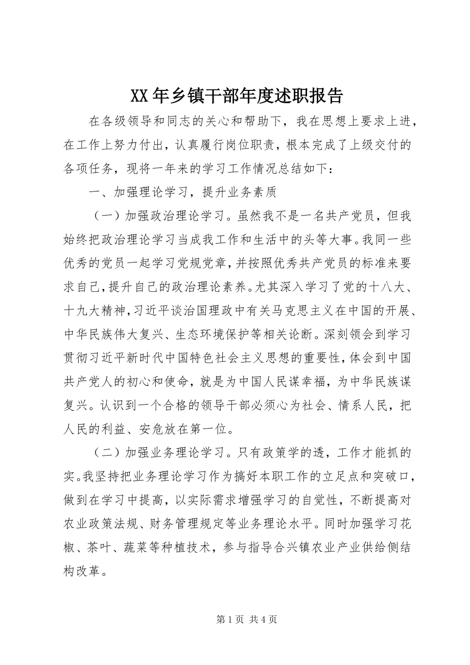 2023年乡镇干部年度述职报告新编.docx_第1页