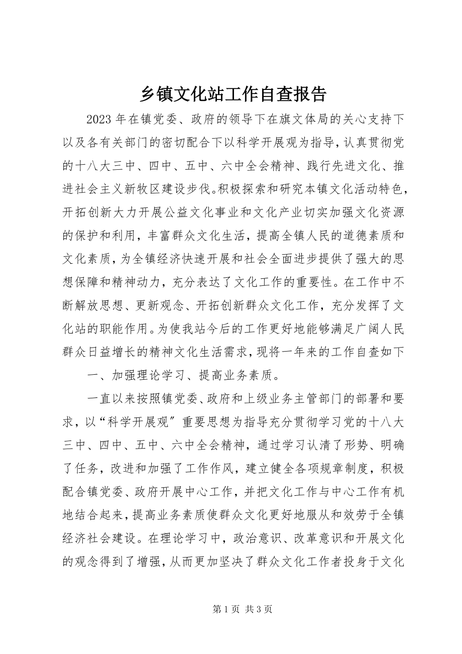 2023年乡镇文化站工作自查报告.docx_第1页