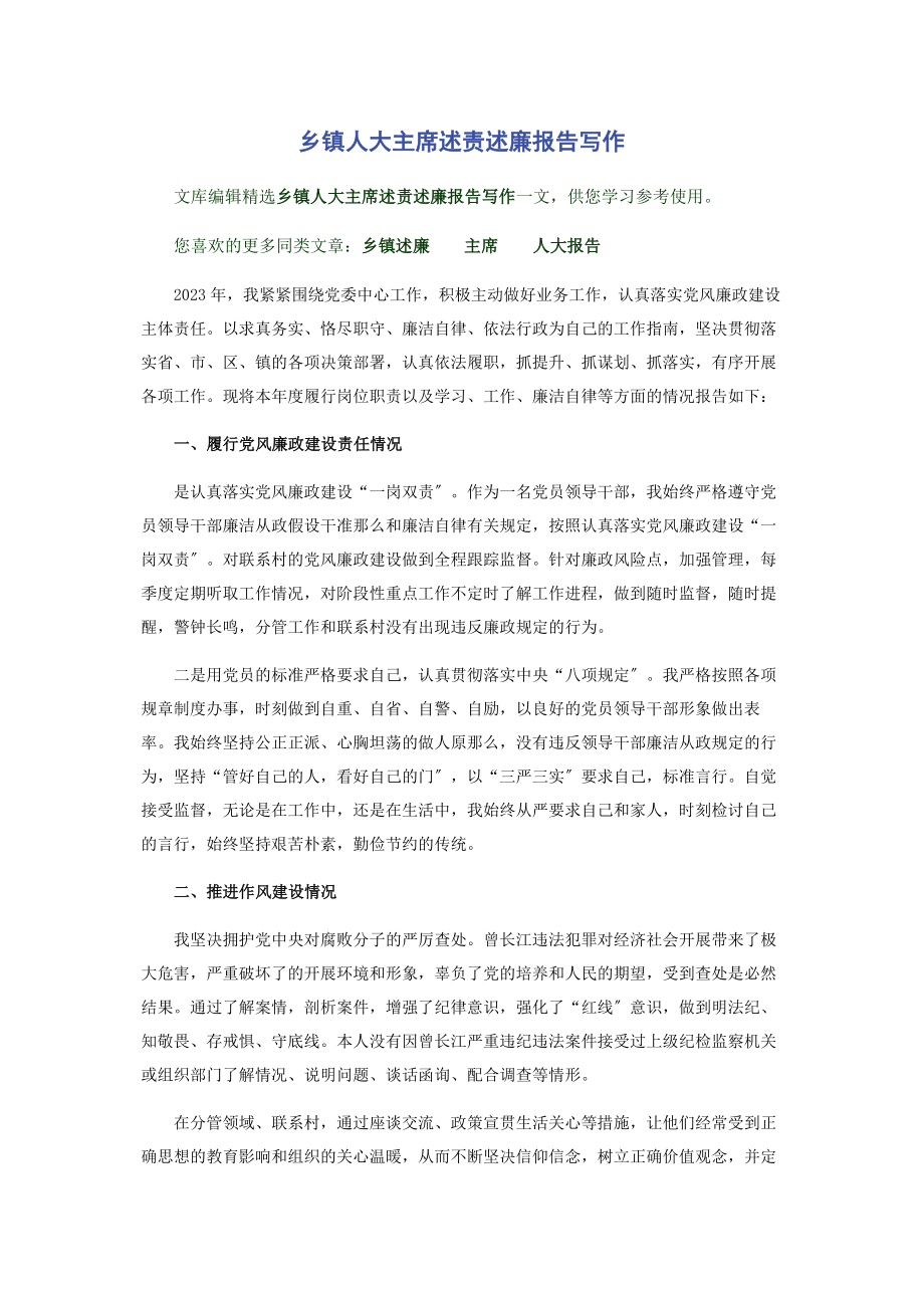 2023年乡镇人大主席述责述廉报告写作2.docx_第1页