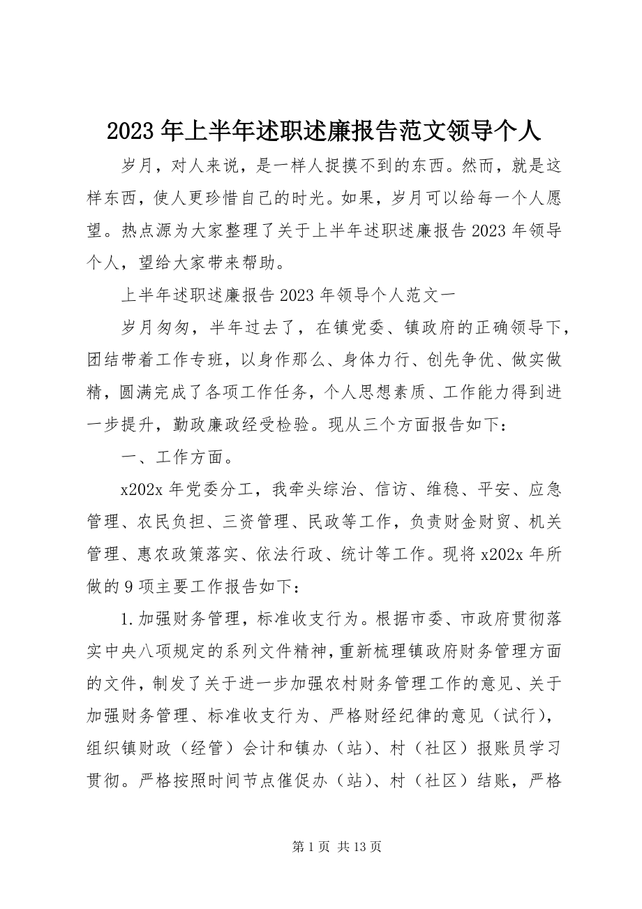 2023年上半年述职述廉报告领导个人.docx_第1页