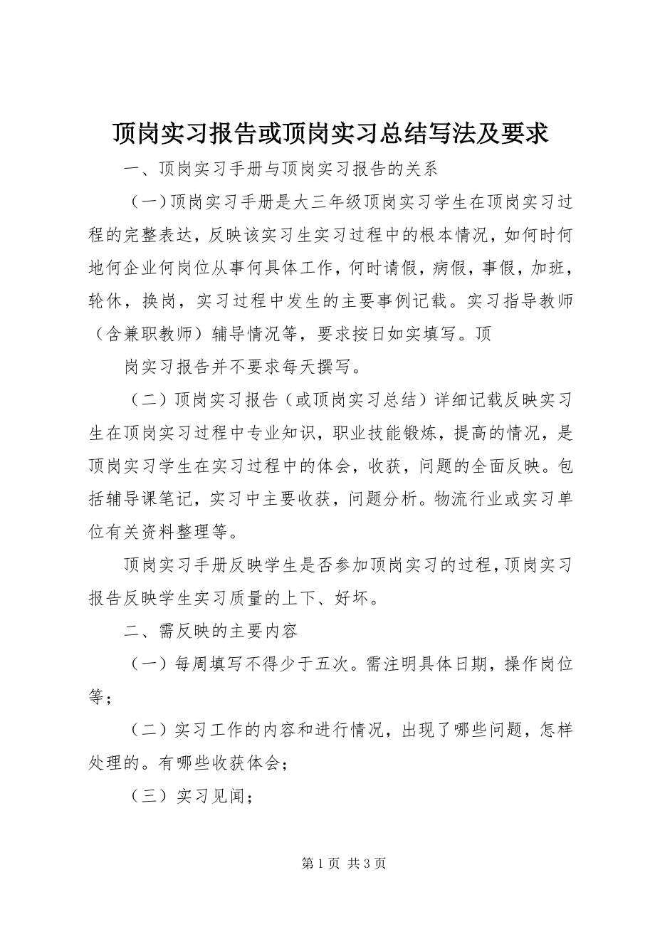 2023年《顶岗实习报告》或《顶岗实习总结》写法及要求新编.docx_第1页