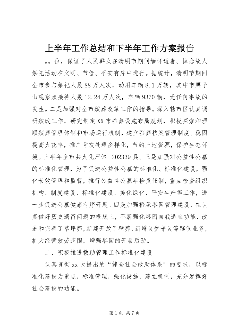 2023年上半年工作总结和下半年工作计划报告.docx_第1页