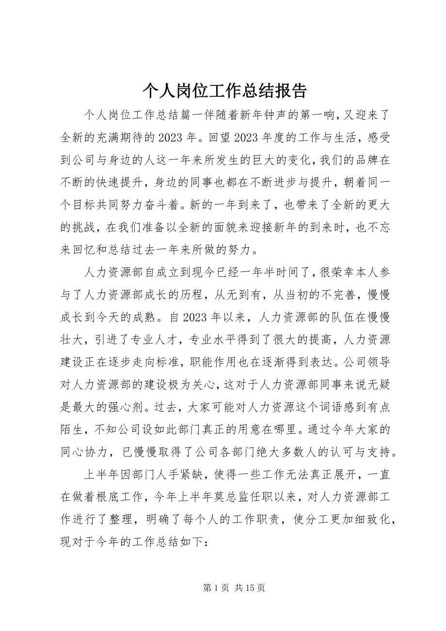 2023年个人岗位工作总结报告.docx_第1页