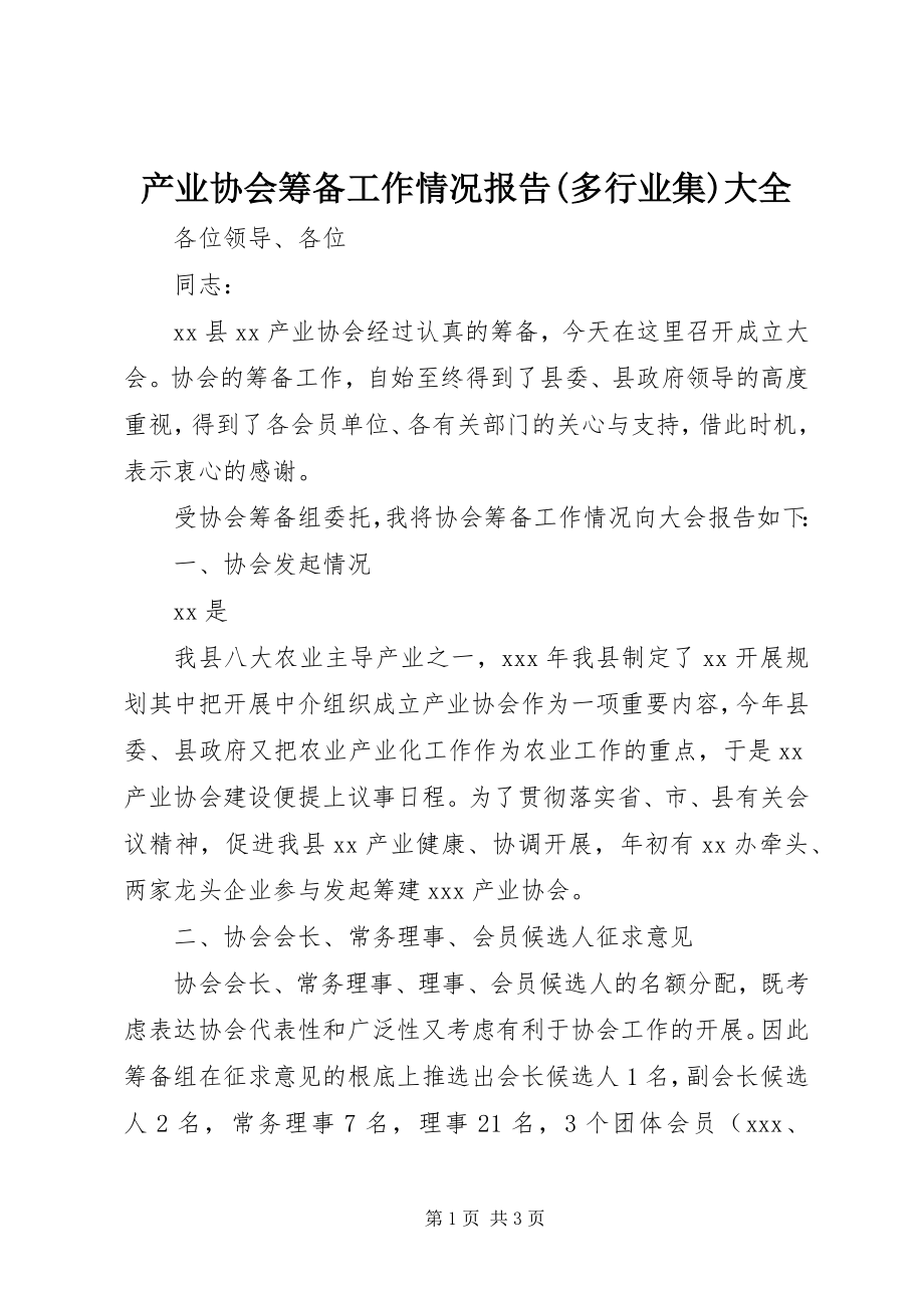 2023年产业协会筹备工作情况报告多行业集大全新编.docx_第1页