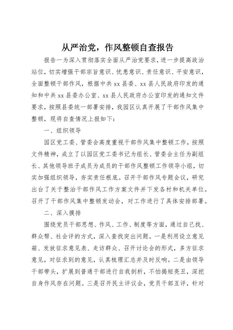 2023年从严治党作风整顿自查报告.docx_第1页