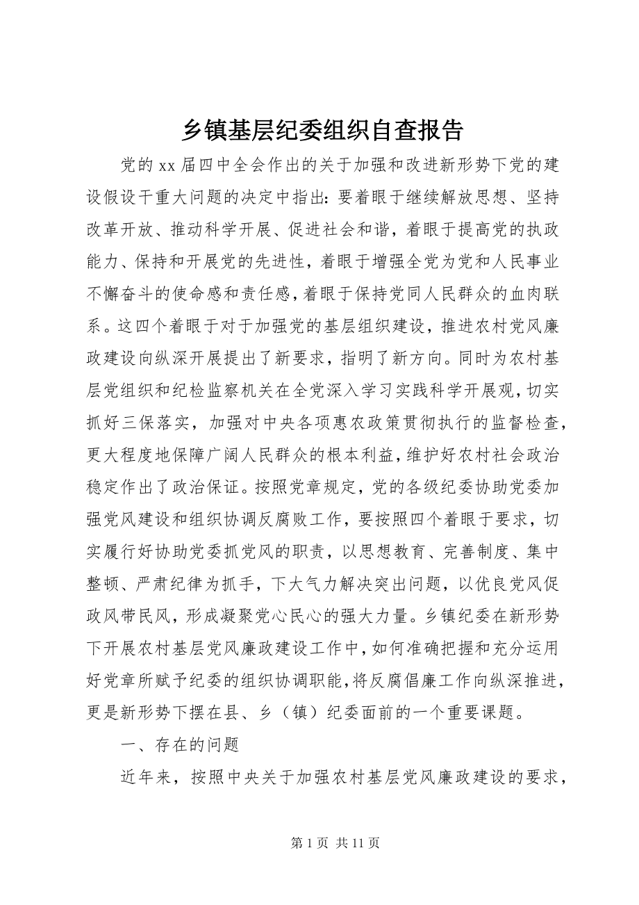 2023年乡镇基层纪委组织自查报告.docx_第1页