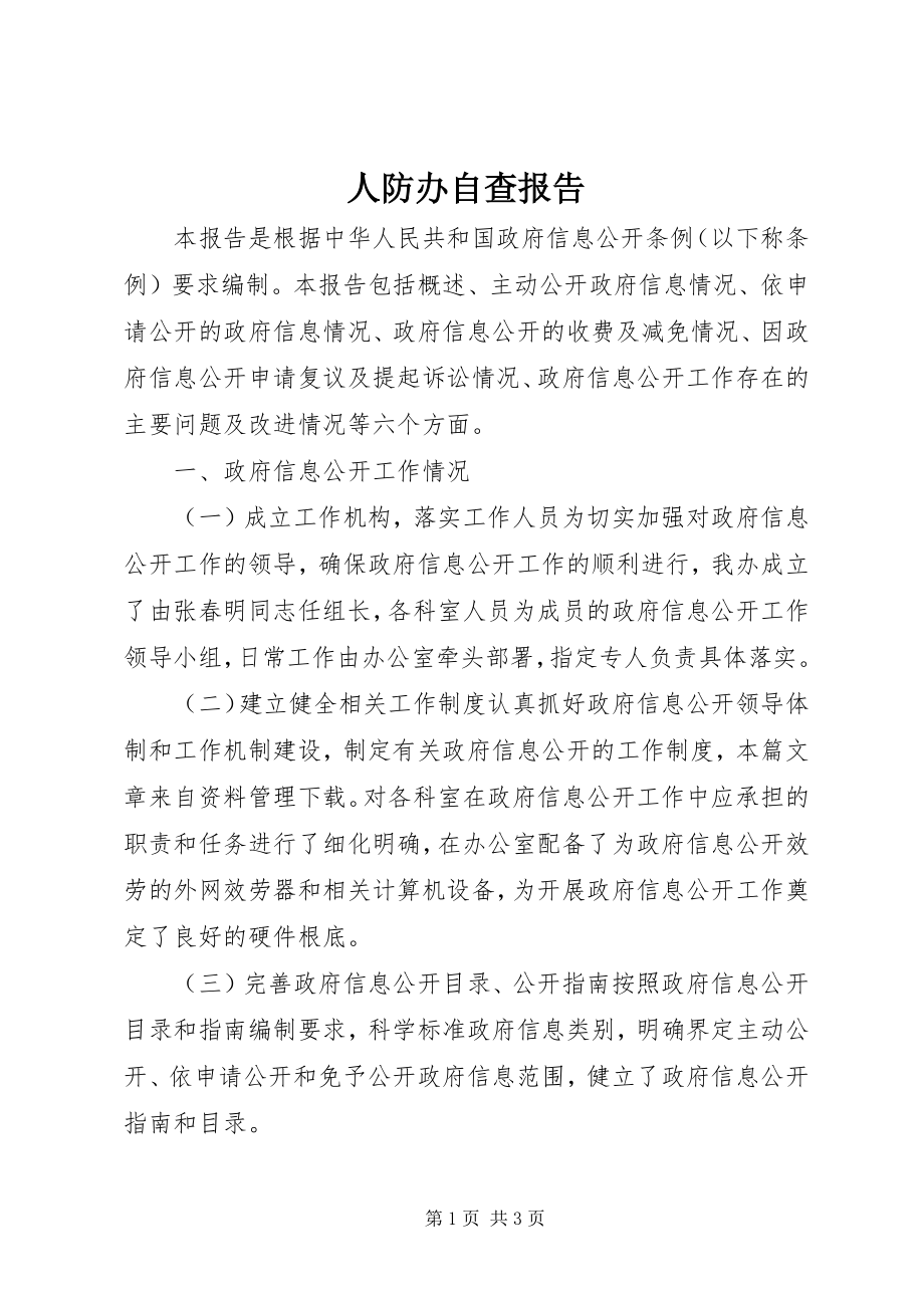 2023年人防办自查报告.docx_第1页