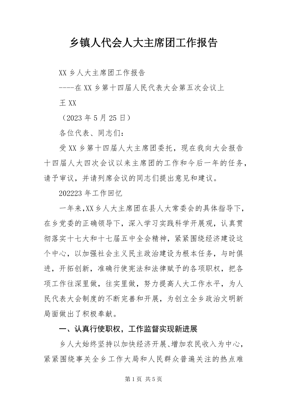 2023年乡镇人代会人大主席团工作报告.docx_第1页